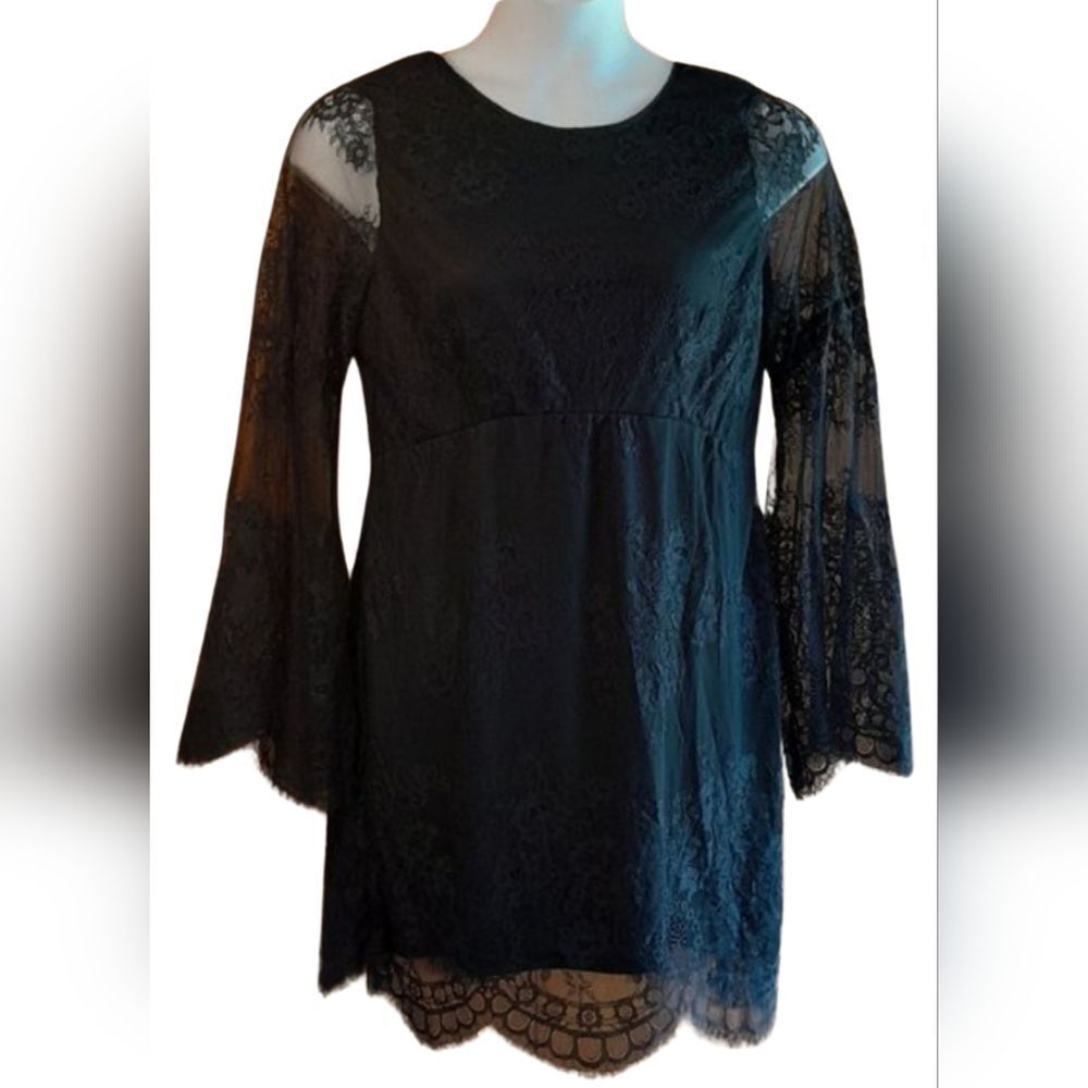 Alison Andrews Black Lace Cocktail Party Occasion Dress size L 0378-G